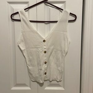 White Tank with Decorative Buttons
